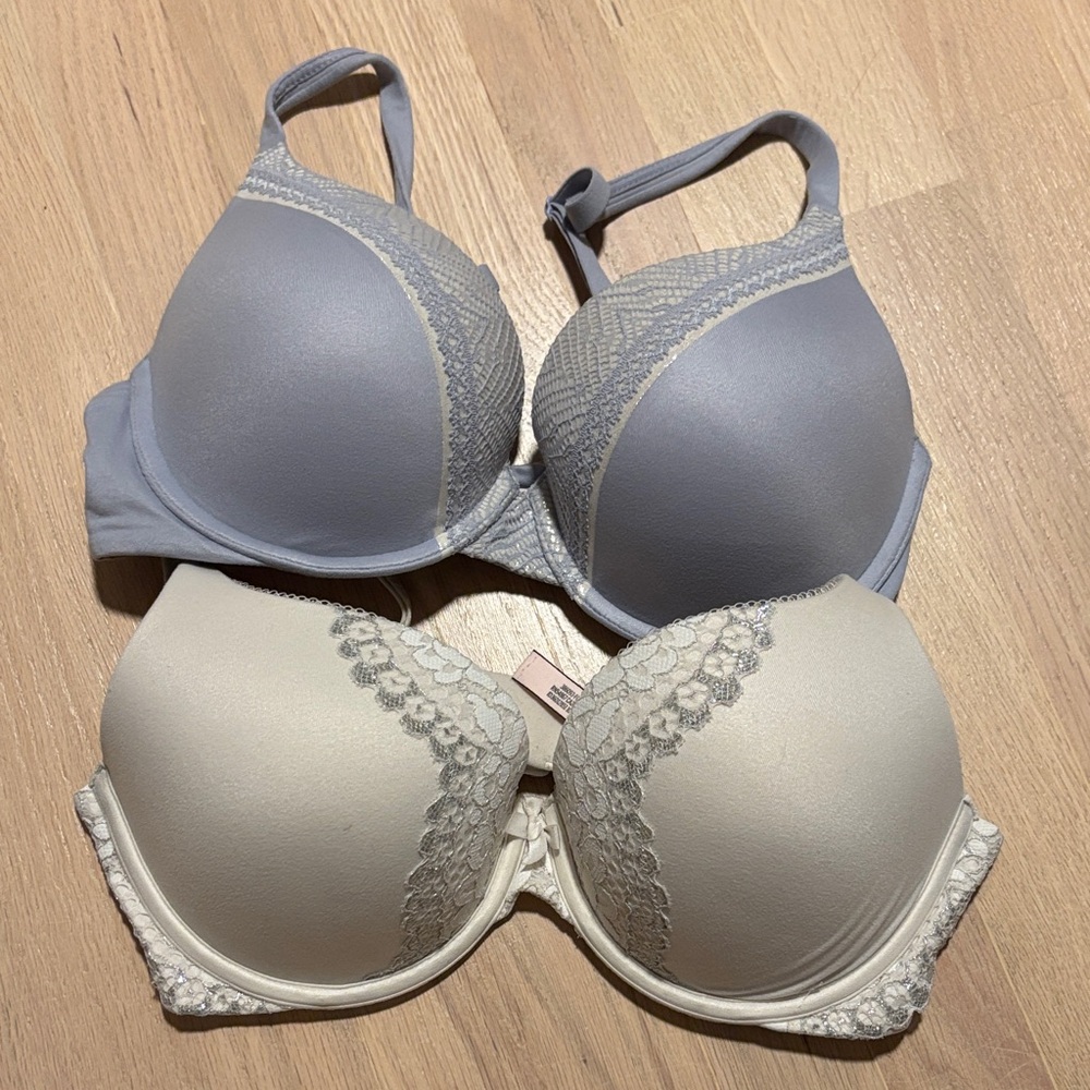 Victoria's Secret Lace Accent Bra Set - Light purple  and Cream